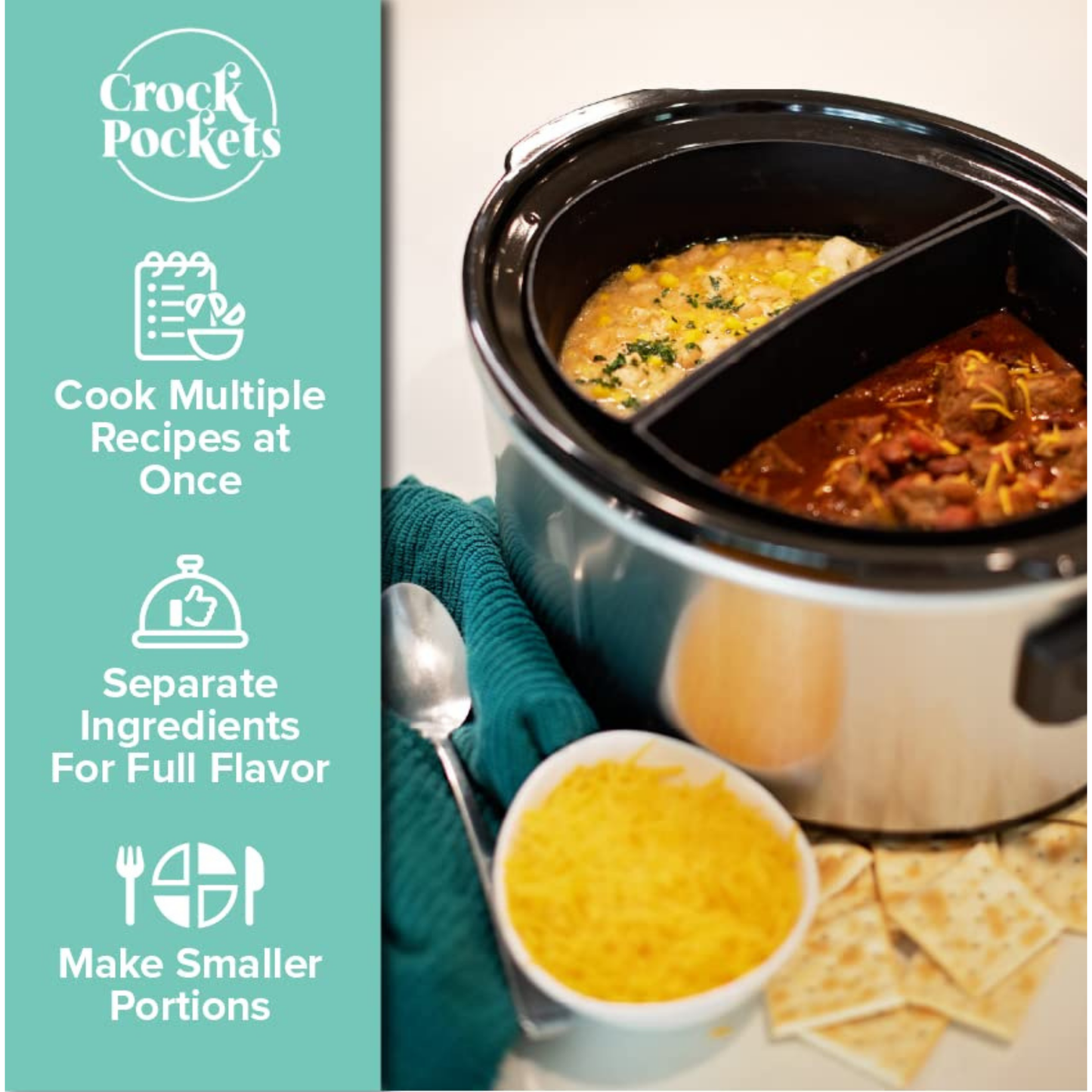CrockPockets® Slow Cooker Silicone Dividers + Cookbook