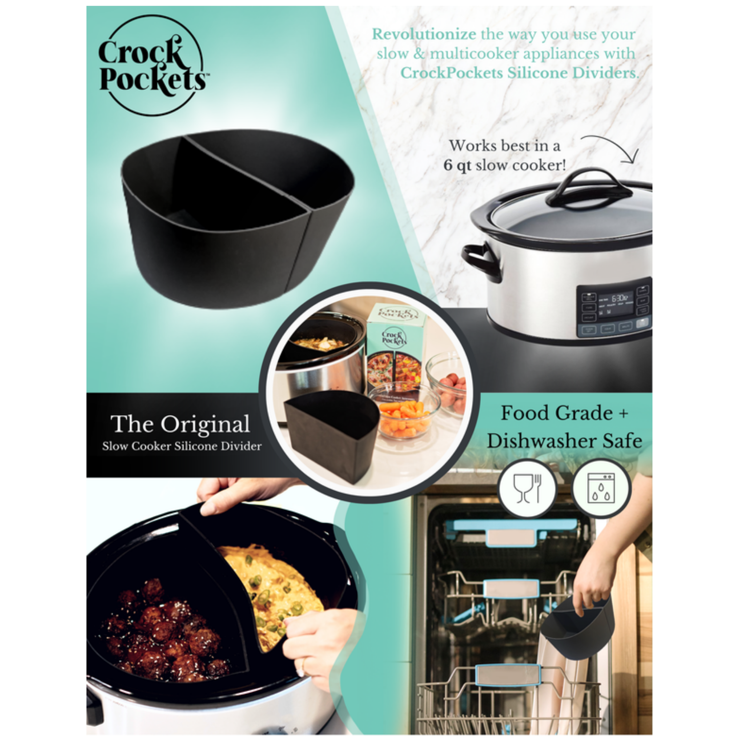CrockPockets® Slow Cooker Silicone Dividers + Cookbook