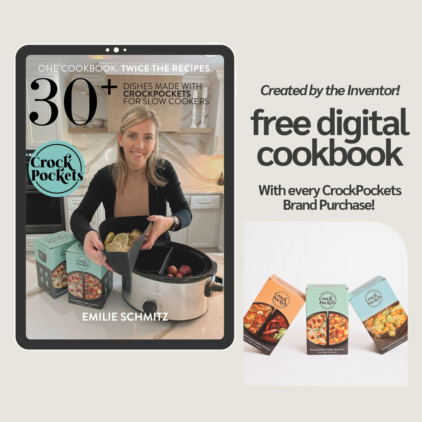 CrockPockets® Slow Cooker Silicone Dividers + Cookbook