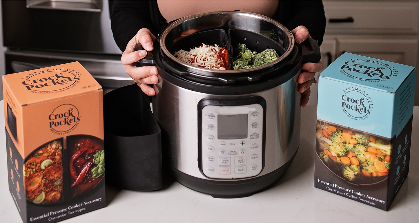 image of pressure cooker dividers being used in pressure cooker